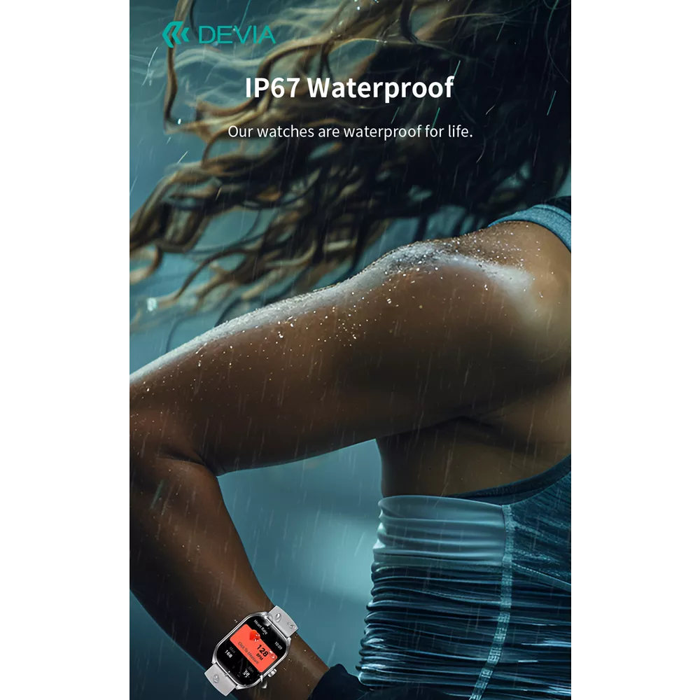 Devia - WT4 - Wireless Calling Bluetooth Waterproof SmartWatch - Black