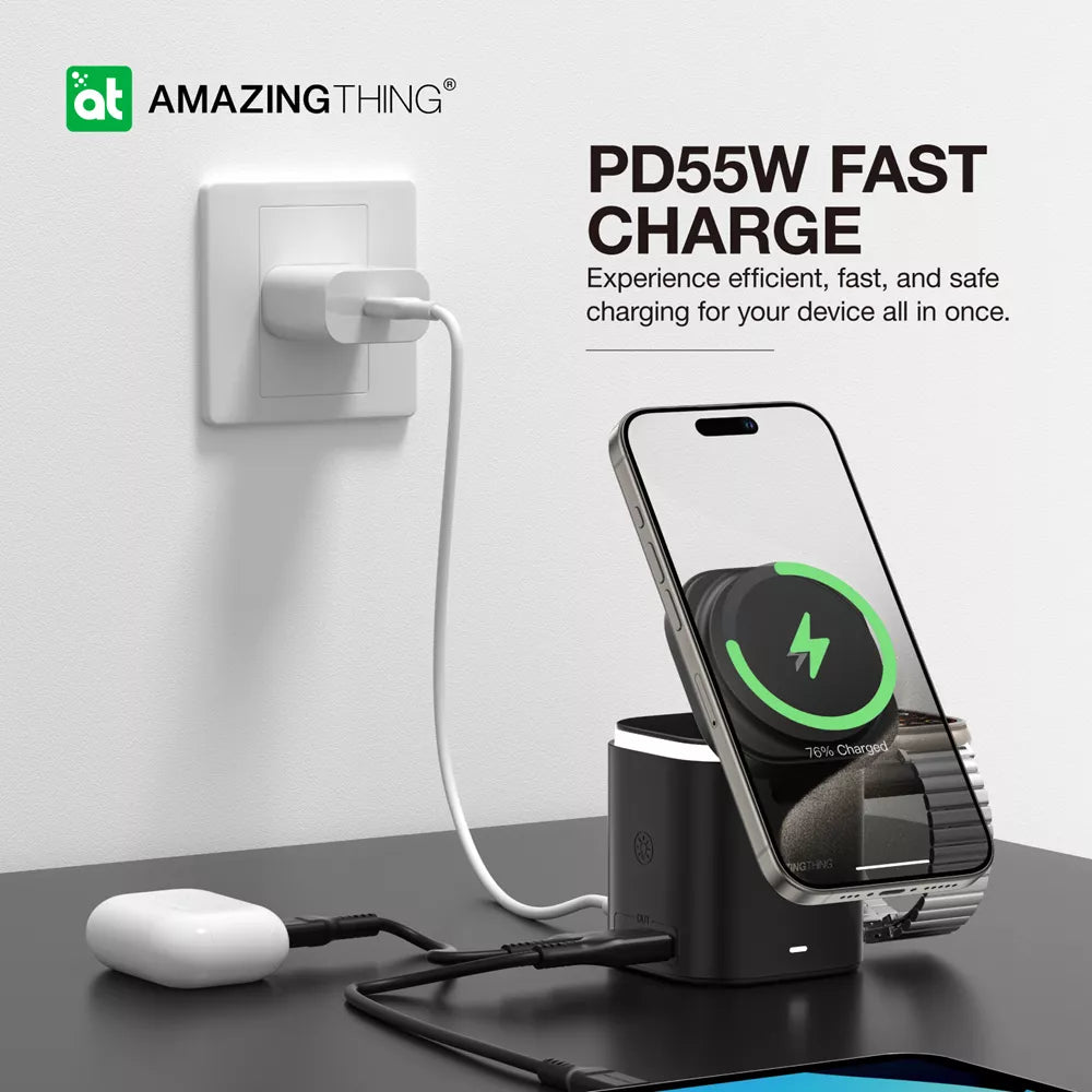AMAZINGthing - Thunder Pro - 5-in-1 Charging MagSafe Station & Stand - Black