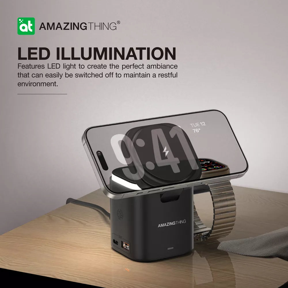 AMAZINGthing - Thunder Pro - 5-in-1 Charging MagSafe Station & Stand - Black