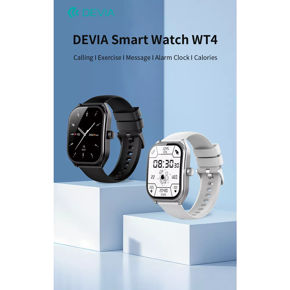 Devia - WT4 - Wireless Calling Bluetooth Waterproof SmartWatch - Black