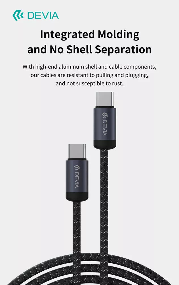 Devia - 1m (60W) Woven Braided Power Delivery - USB-C to USB-C Cable