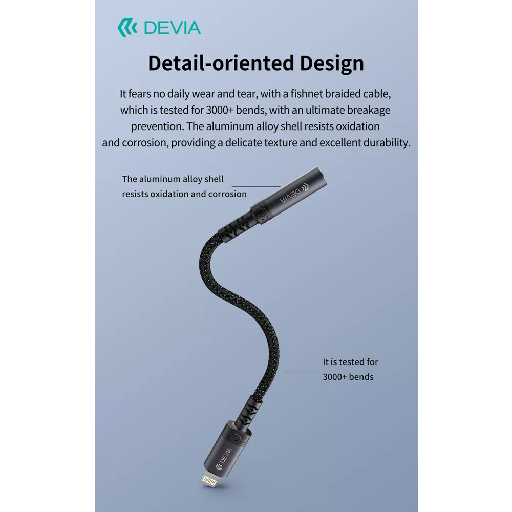 Devia - Non-MFI Lightning to 3.5mm Headphone Adapter - Black