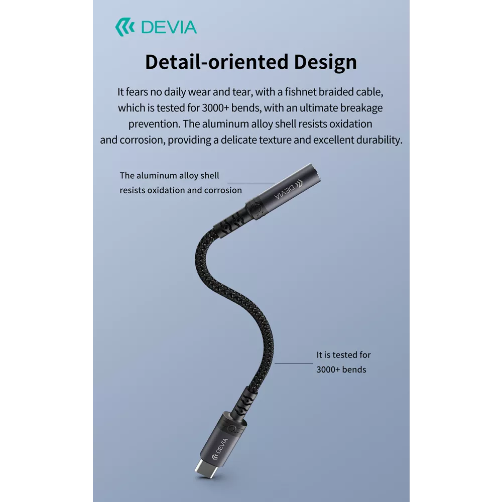 Devia - USB-C to 3.5mm Headphone Adapter - Black