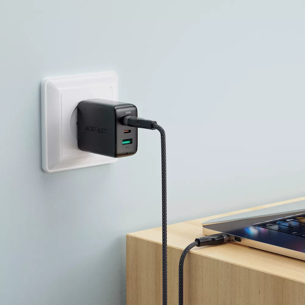Acefast - 1.2m (60W) Power Delivery - USB-C to USB-C Magnetic Zinc Alloy Cable - Black