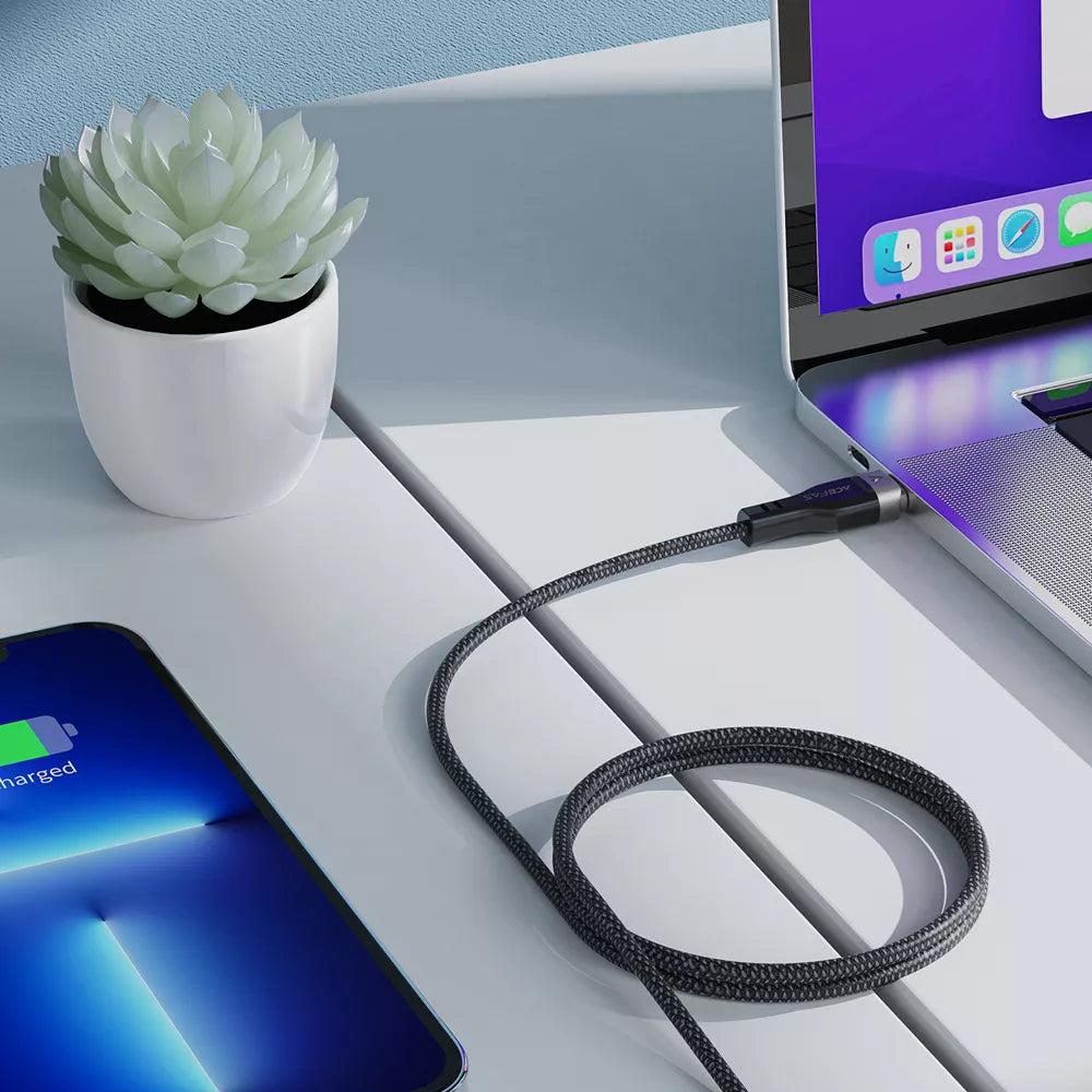 Acefast - 1.2m (60W) Power Delivery - USB-C to USB-C Magnetic Zinc Alloy Cable - Black