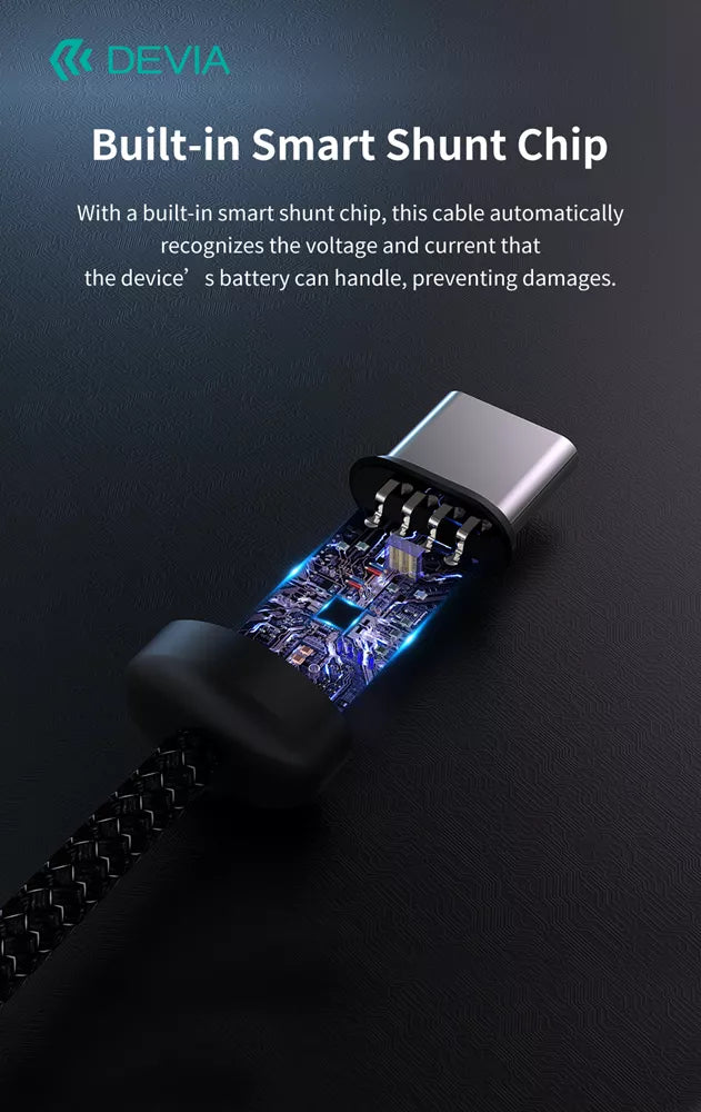 Devia - 3m (60W) Mesh Armour USB-C to USB-C Cable - Black