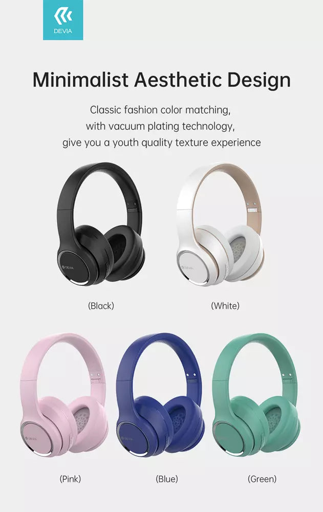 Devia Kintone Foldable Wireless on-ear Stereo Headphones Head set