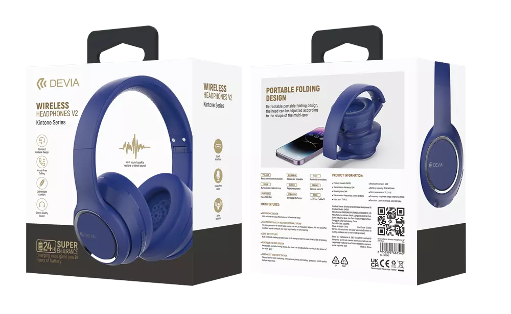 Devia Kintone Foldable Wireless on-ear Stereo Headphones Head set