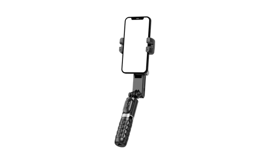 Devia - Handheld Gimbal Stabiliser Bluetooth Selfie Stick, Tripod, Light Bar & Remote Control - Black