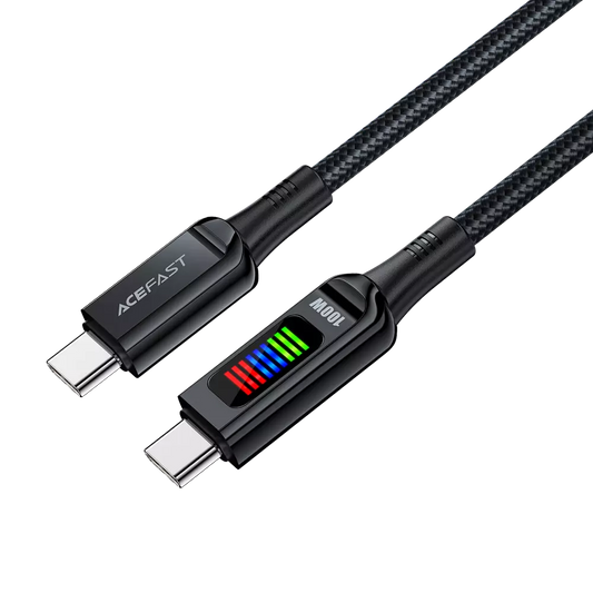 Acefast - 1.2m (100W) USB-C to USB-C Zinc Alloy Colour Display Cable - Black