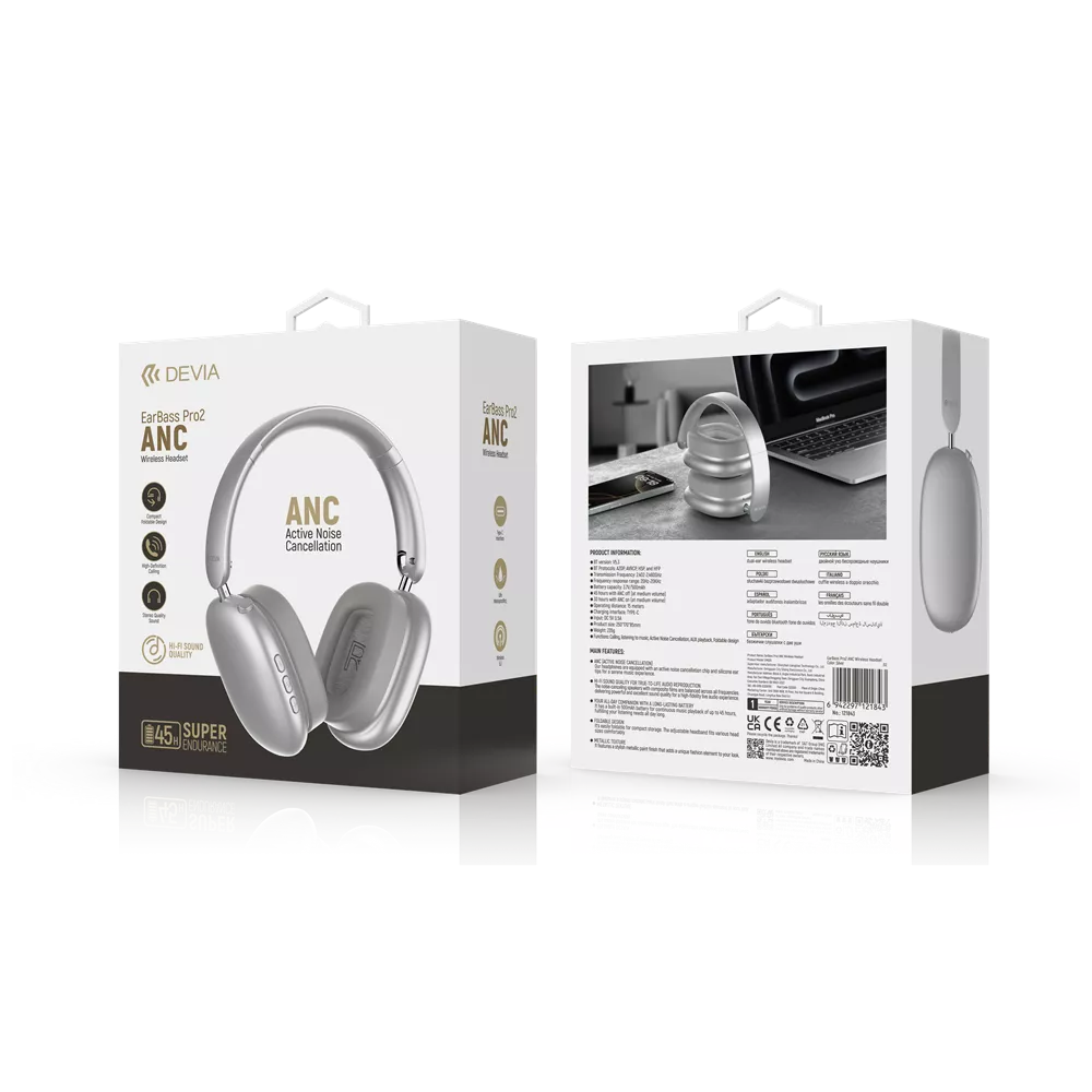 Devia - EarBass Pro2 - ANC On-Ear Wireless Headphones