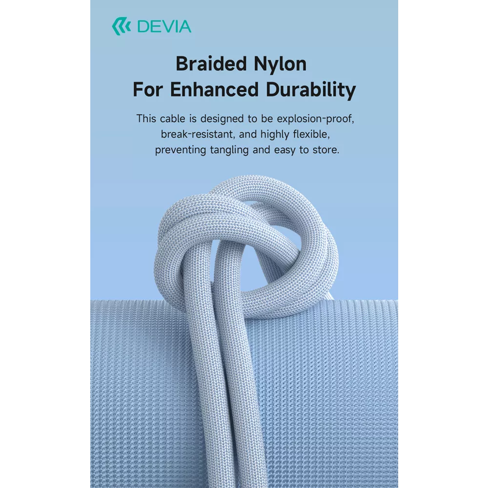 Devia - 1m (60W) Woven Braided Power Delivery - USB-C to USB-C Cable