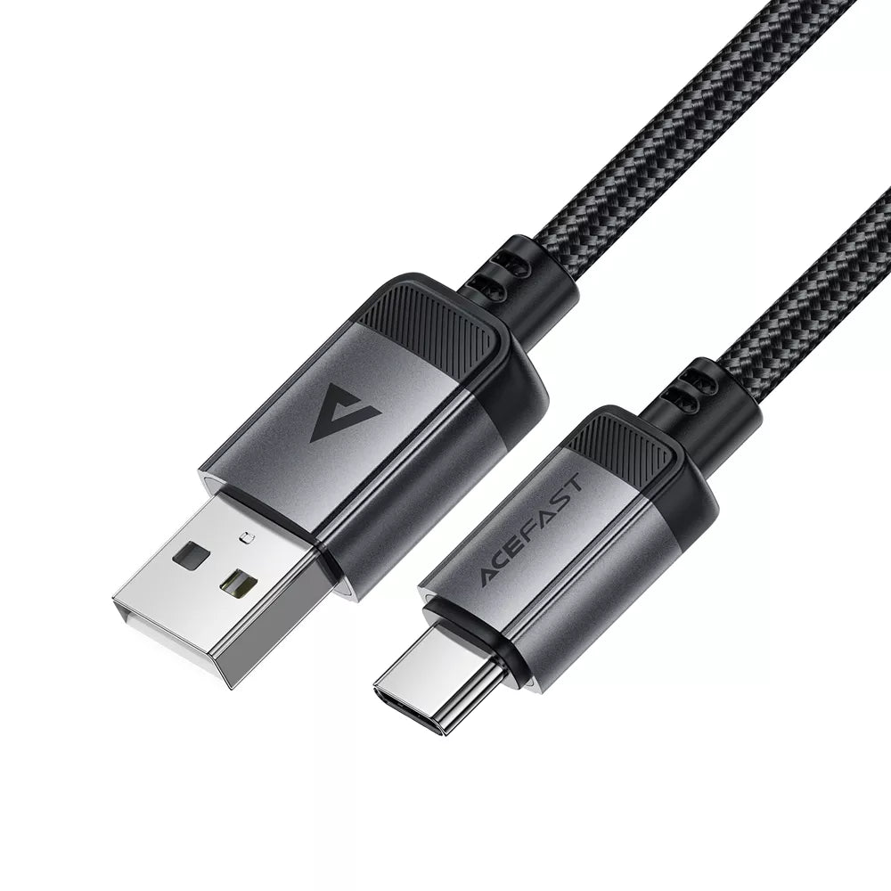 Acefast - 1.2m (3A) USB to USB-C Braided Aluminium Alloy Cable - Black