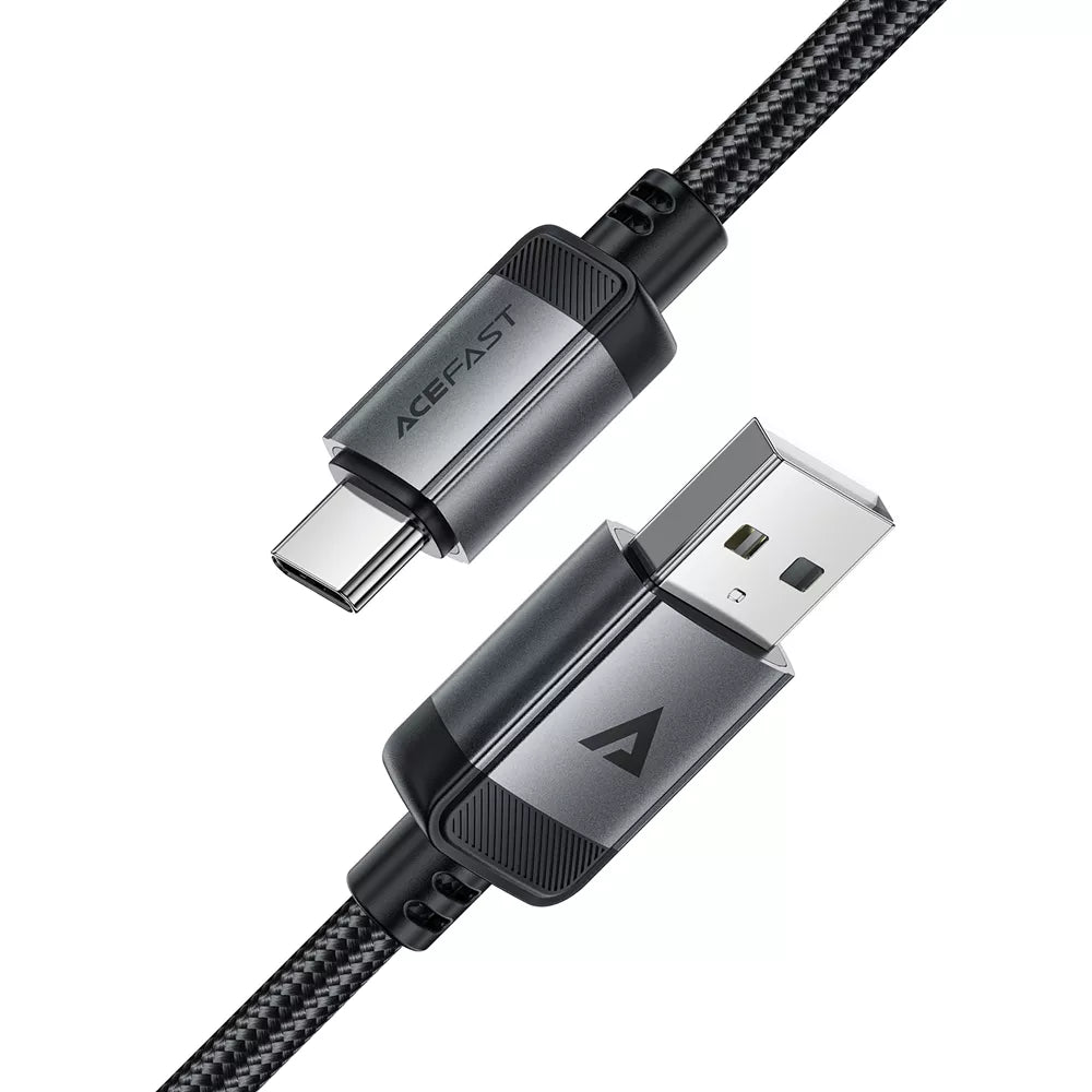 Acefast - 1.2m (3A) USB to USB-C Braided Aluminium Alloy Cable - Black