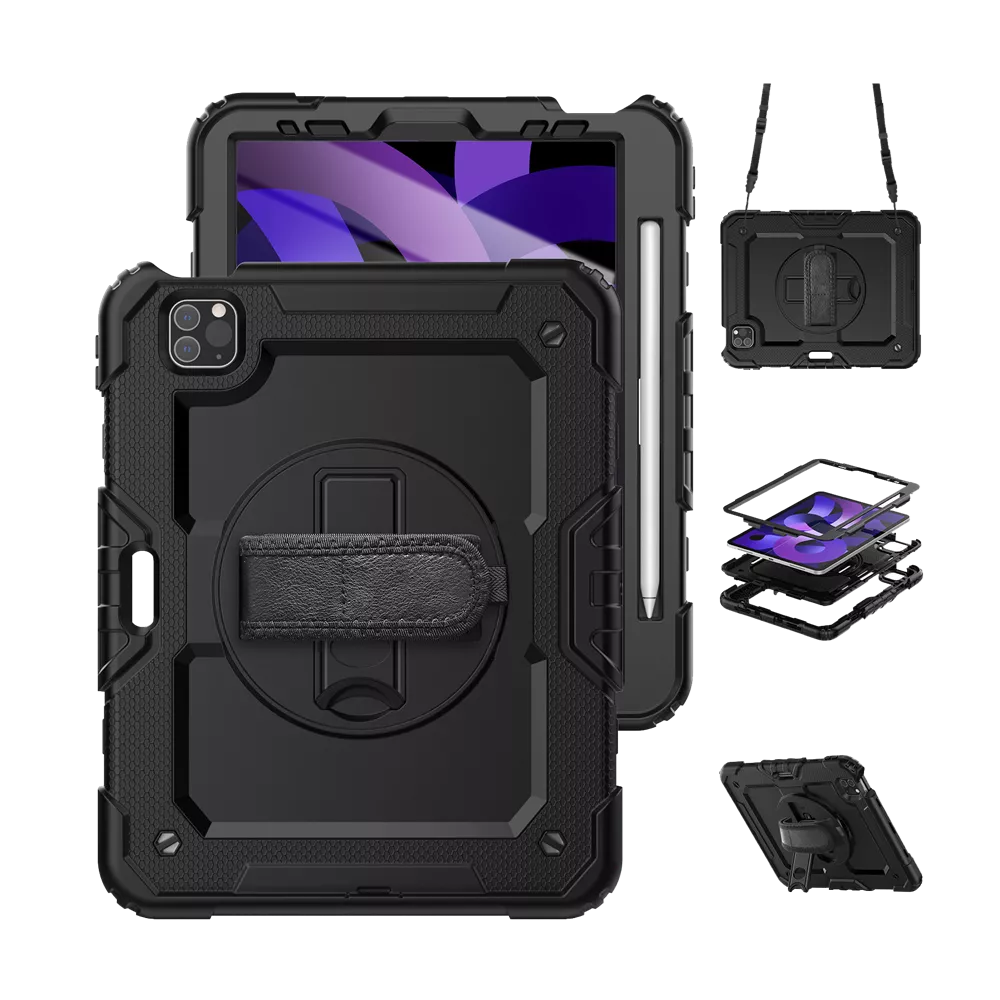 Guardian Case with Hand & Shoulder Strap for iPad 10 (2022) & iPad 11 (2025) - Black