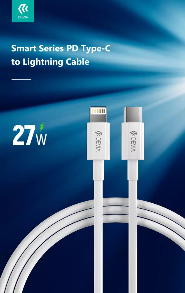 Devia - 2m (27W) Power Delivery - USB-C to Non-MFI Lightning Cable - White