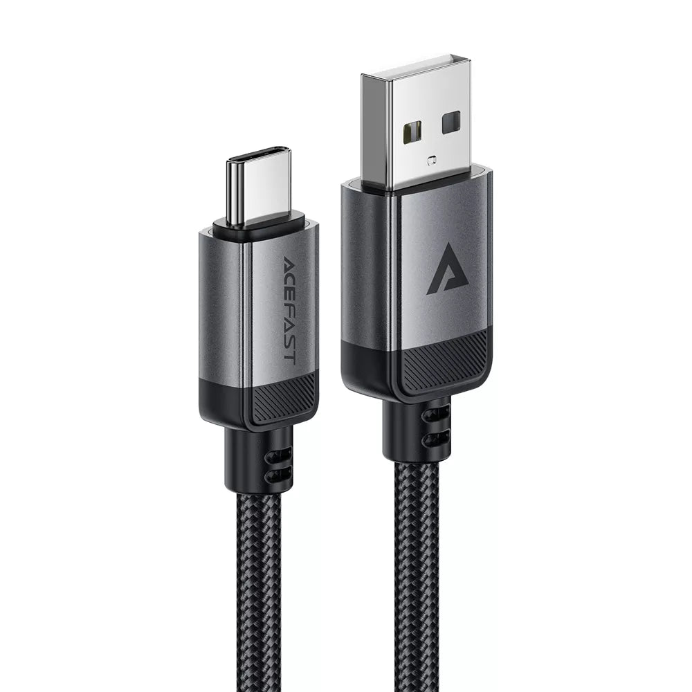 Acefast - 1.2m (3A) USB to USB-C Braided Aluminium Alloy Cable - Black