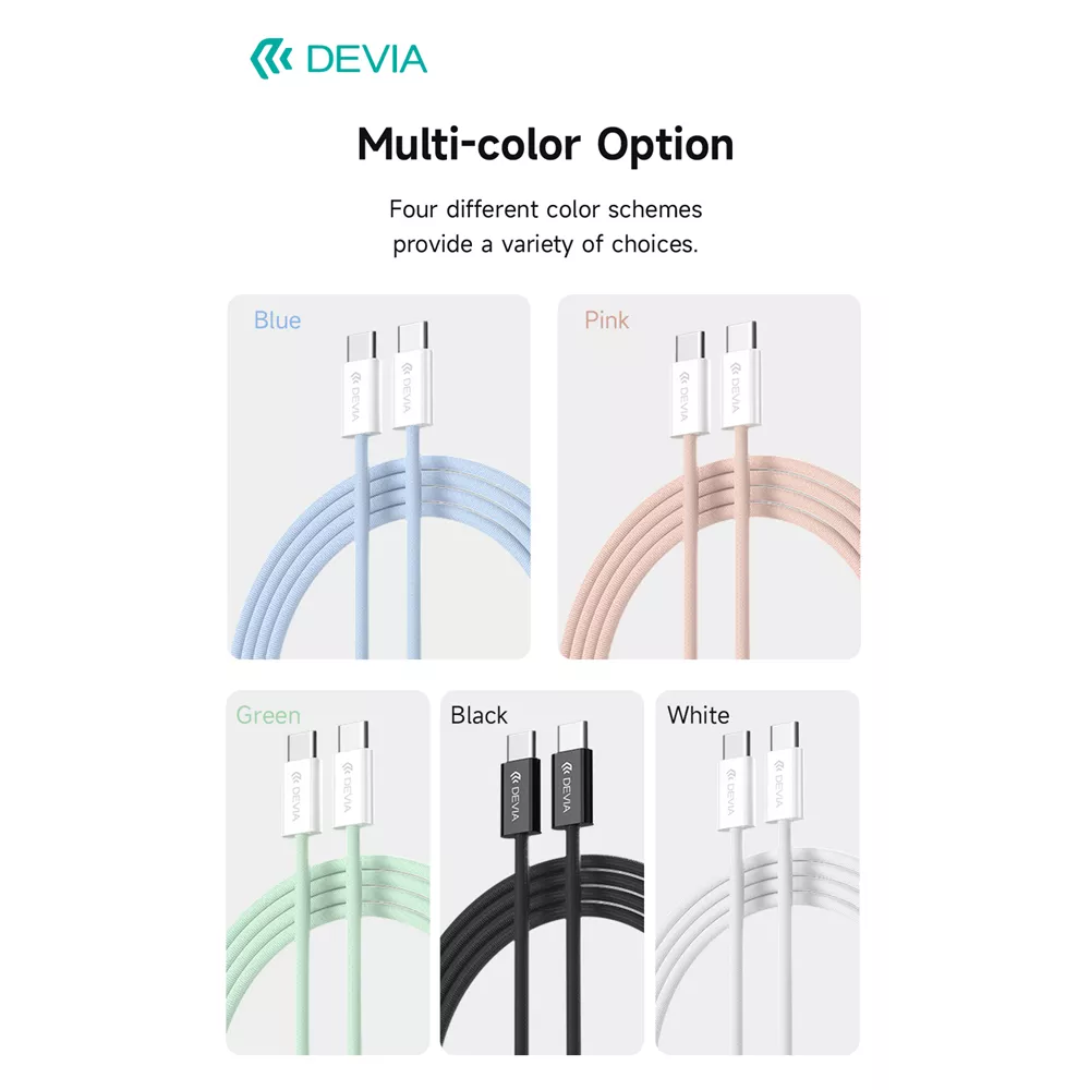 Devia - 1m (60W) Woven Braided Power Delivery - USB-C to USB-C Cable
