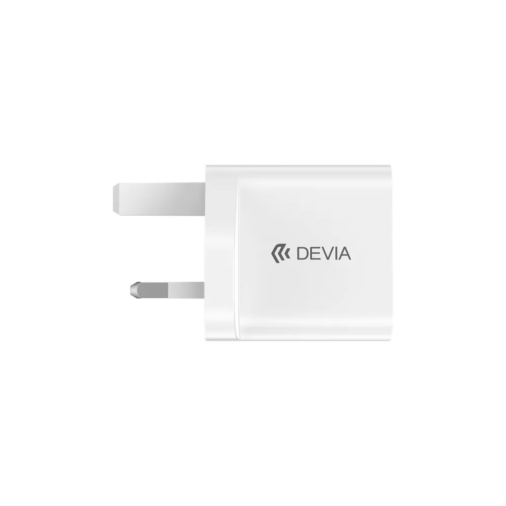 Devia - 30W GaN Dual USB-C Power Delivery & USB Qualcomm 3-Pin UK Charging Plug - White
