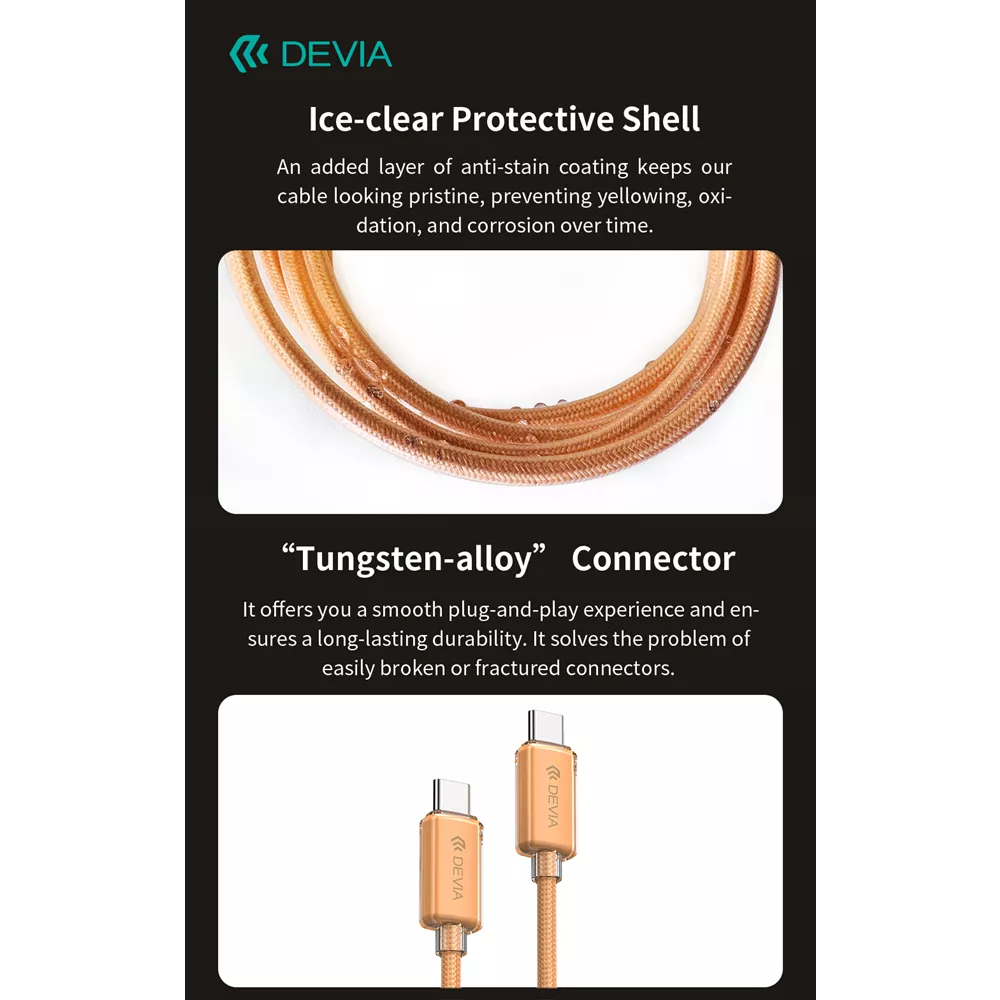 Devia - 1.5m (60W) Woven Braided Power Delivery - USB-C to USB-C Cable