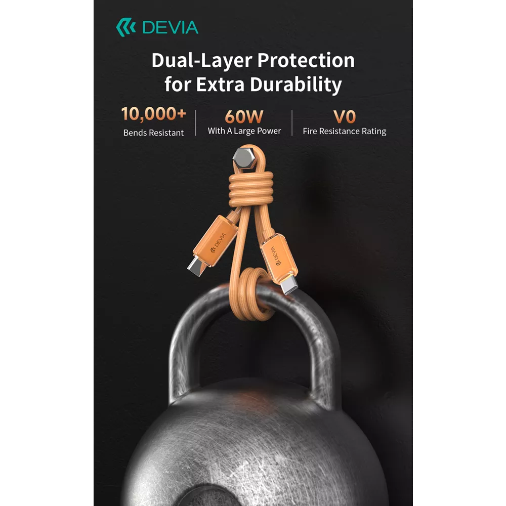Devia - 1.5m (60W) Woven Braided Power Delivery - USB-C to USB-C Cable