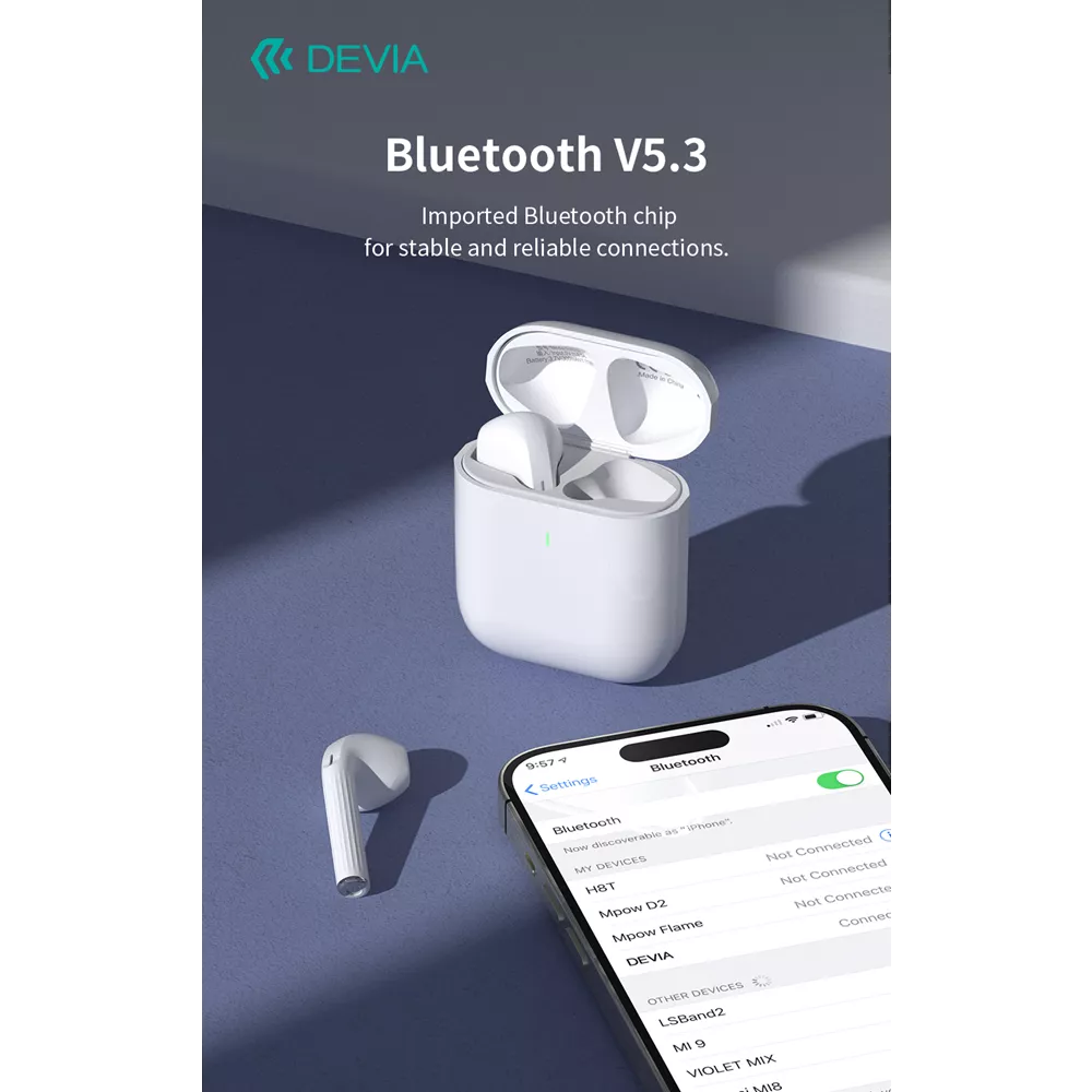Devia - Airbuds - True Wireless Earbuds & Charging Case - White