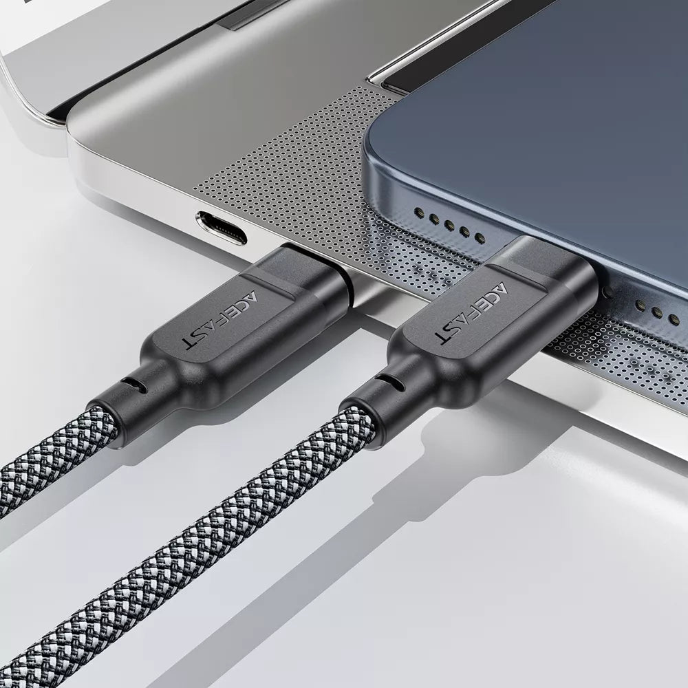Acefast - 3 in 1 Cable - 1.2m (100W) USB-C to 2 x USB-C & Apple Watch Braided Aluminium Alloy Cable - Black