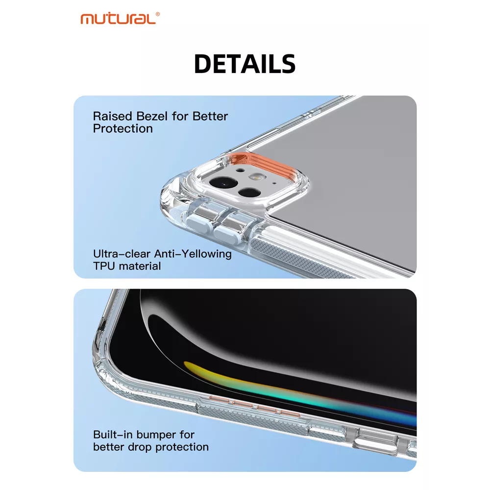 Mutural - Clear-Pro Case for iPad 10 (2022) & iPad 11 A16 (2025) - Various Colours