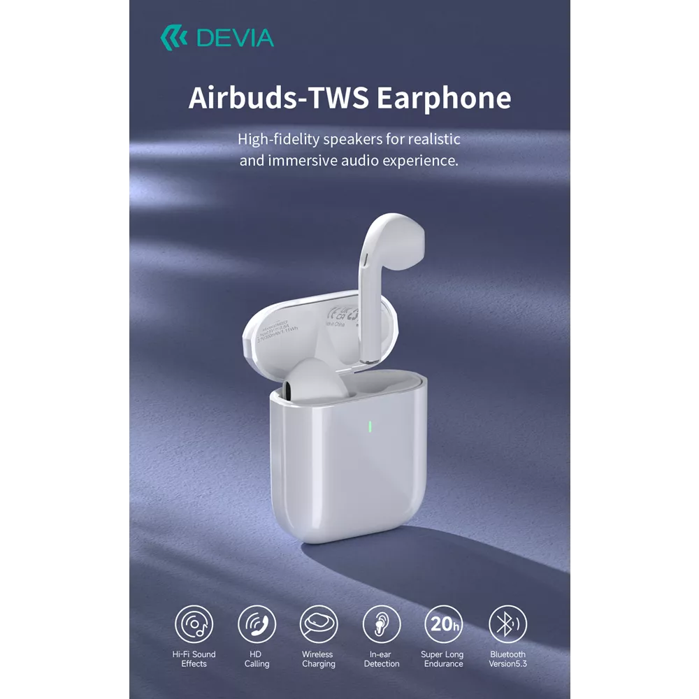 Devia - Airbuds - True Wireless Earbuds & Charging Case - White
