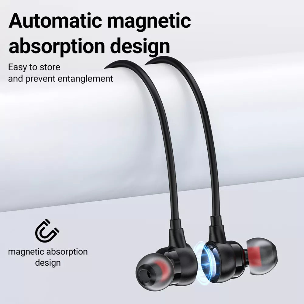 Acefast - Bluetooth Magnetic HD Earphones Silicone Neckband - Black