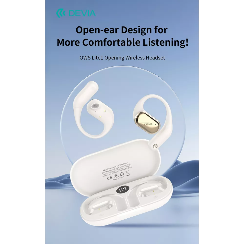 Devia - OWS Lite1 - Digital Display True Wireless Sports Earbuds & Charging Case - Black