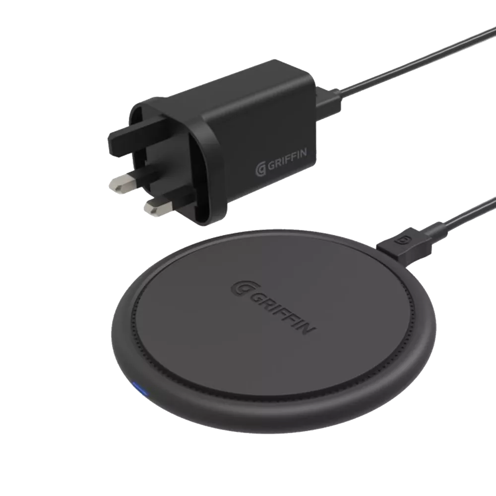 Griffin - 10W Wireless Charging Pad & 18W QC3.0 UK Charging Plug - Black