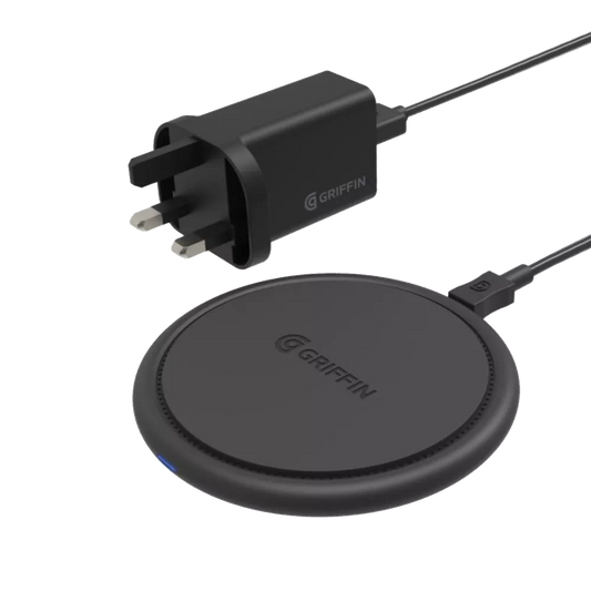 Griffin - 10W Wireless Charging Pad & 18W QC3.0 UK Charging Plug - Black