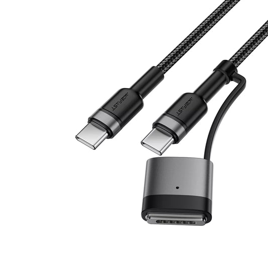 Acefast - 2 in 1 Cable - 1.2m (240W) USB-C to USB-C & MagSafe 3 Braided Cable - Black