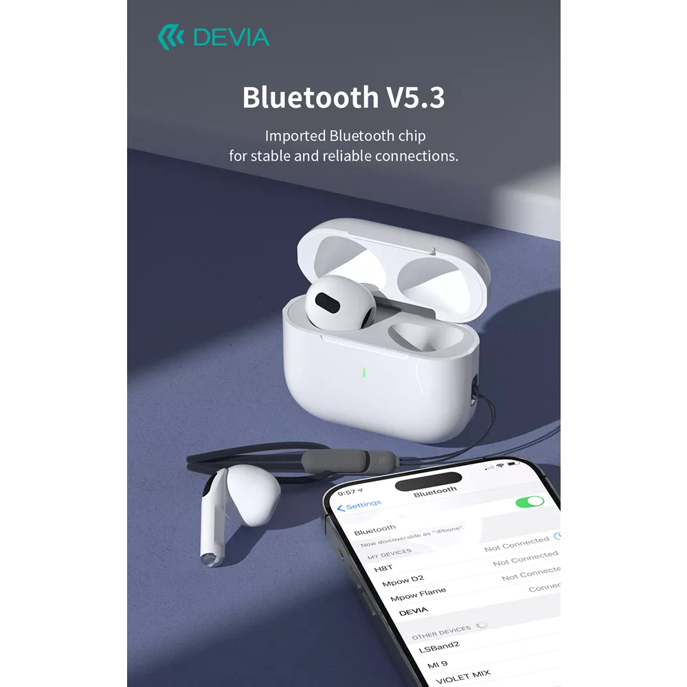 Devia - Airbuds Pods3 - True Wireless Earbuds & Charging Case - White