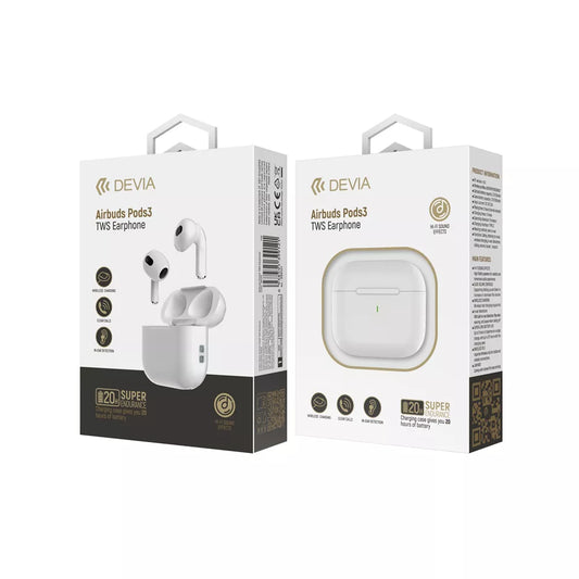Devia - Airbuds Pods3 - True Wireless Earbuds & Charging Case - White