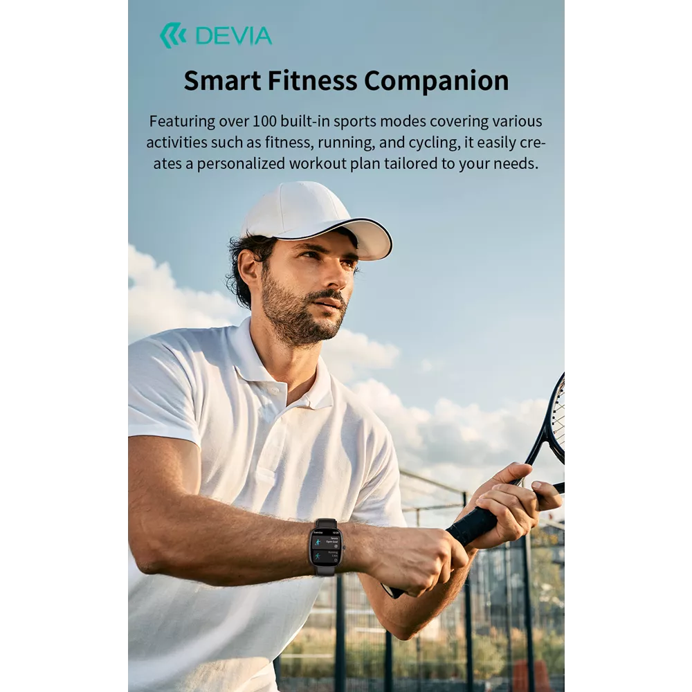 Devia - WT5 - Wireless Calling Bluetooth Waterproof SmartWatch - Black