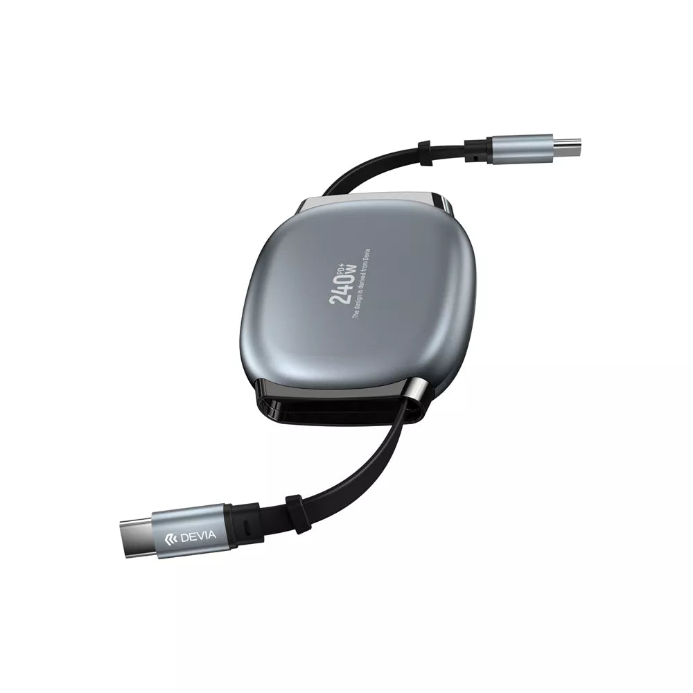 Devia - 1m (240W 5A) Power Delivery - USB-C to USB-C Stretchable Cable - Grey