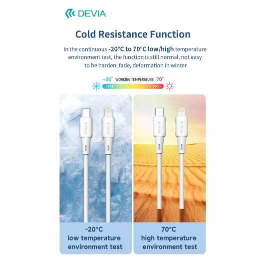 Devia - 1.2m (27W) USB-C to Non-MFI Lightning Silicone Cable - White