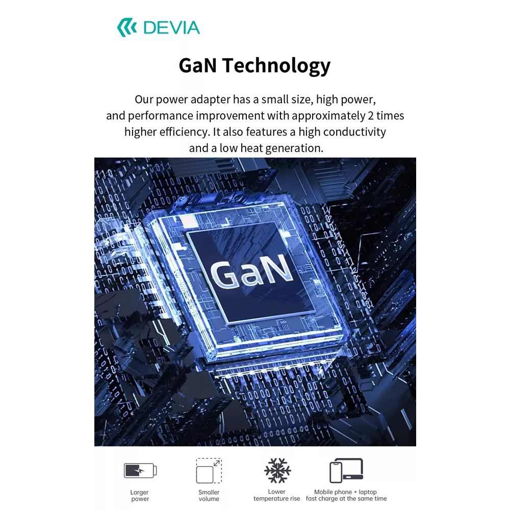 Devia - 30W GaN USB-C Power Delivery 3-Pin UK Charging Plug & 1m PD USB-C to Lightning Cable - White