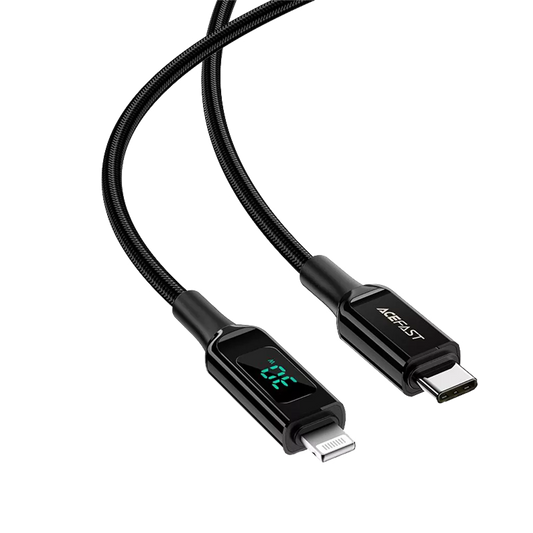 Acefast - 1.2m (30W) Power Delivery - USB-C to MFI Lightning Zinc Alloy Digital Display Cable - Black