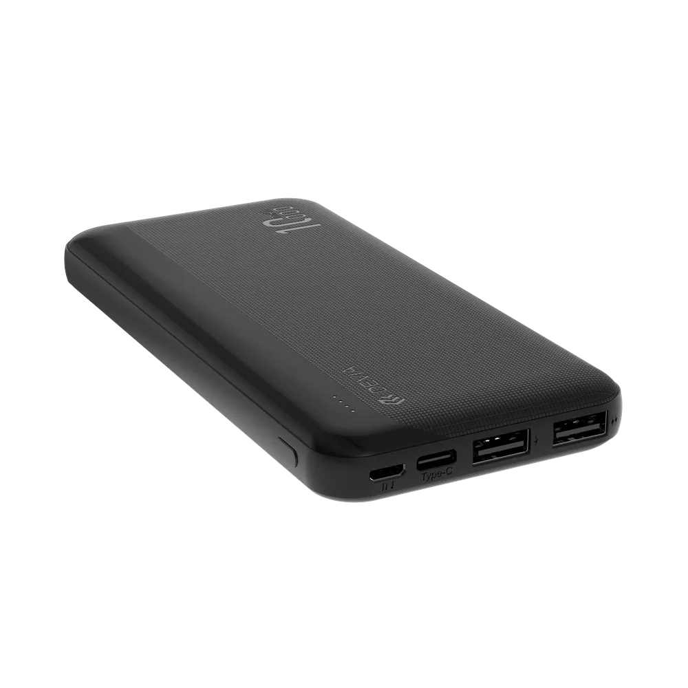 Devia - 10,000mAh Kintone Dual Port LED Indicator Powerbank - Black