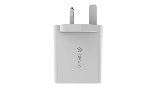 Devia - 65W GaN USB-C PD & QC4.0 3-Pin UK Mini Charging Plug - White