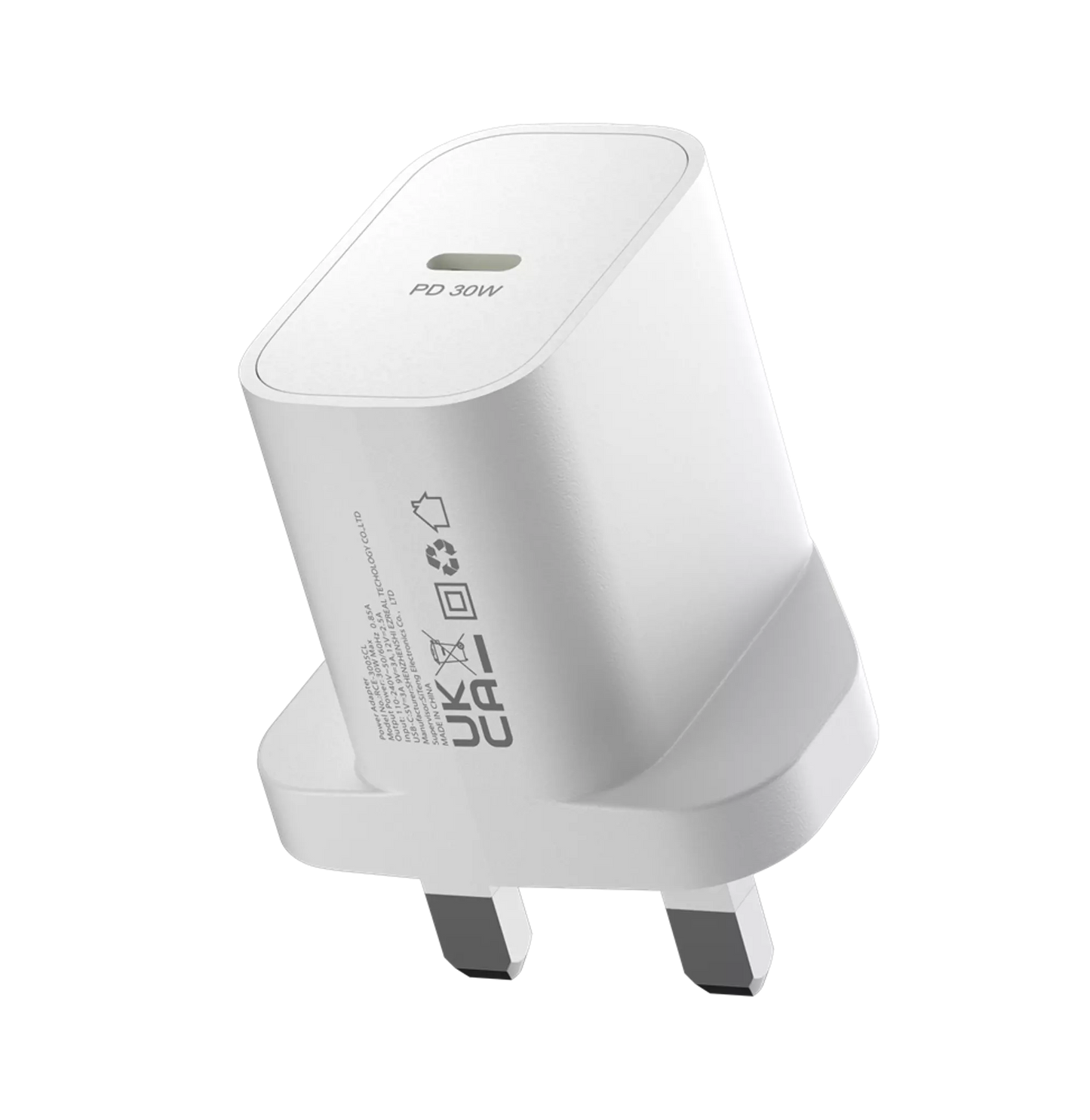 Devia - 30W GaN USB-C Power Delivery 3-Pin UK Charging Plug - White