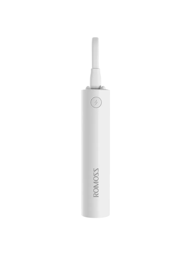 Romoss - 2,000mAh Pocket Bar Powerbank & Integrated USB-C Cable - White