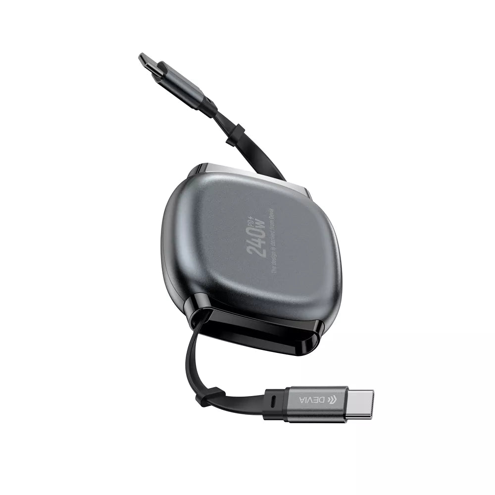 Devia - 1m (240W 5A) Power Delivery - USB-C to USB-C Stretchable Cable - Grey