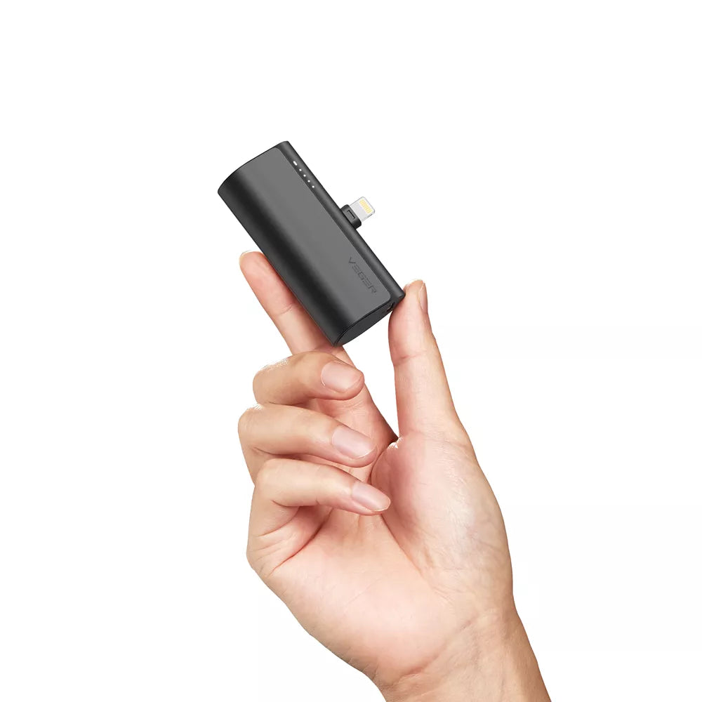 Veger - PlugON-L - 5,000mAh 20W Non-MFI Lightning Power Delivery LED Indicator Ultra Small Powerbank - Black