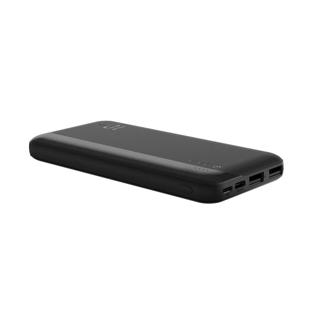 Devia - 10,000mAh Kintone Dual Port LED Indicator Powerbank - Black