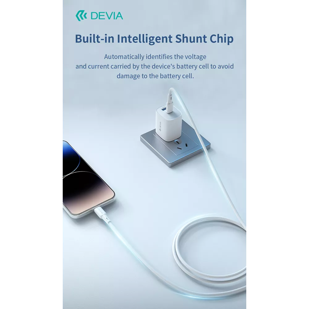 Devia - 1.2m (27W) USB-C to Non-MFI Lightning Silicone Cable - White