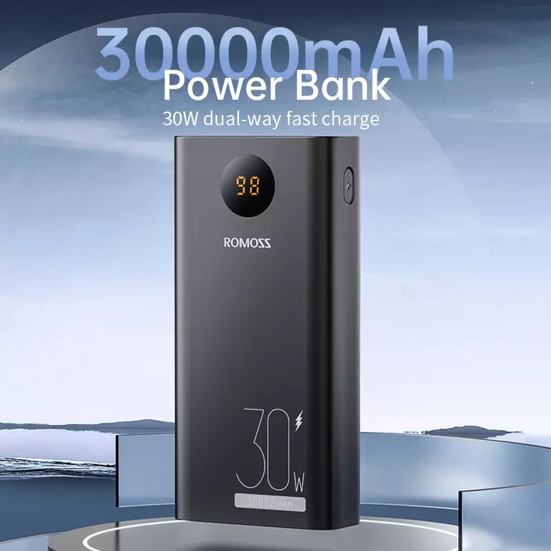 Romoss - PEA30 - 30,000mAh 30W Digital Display Metal Powerbank - Black